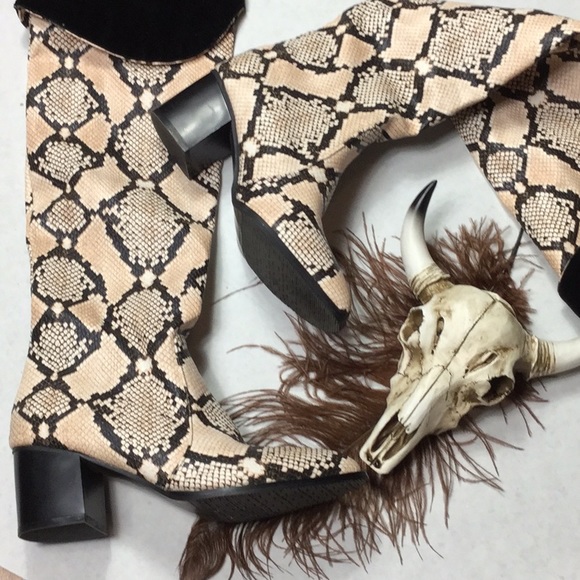 unbranded Shoes - Over the knee snake print boots 38